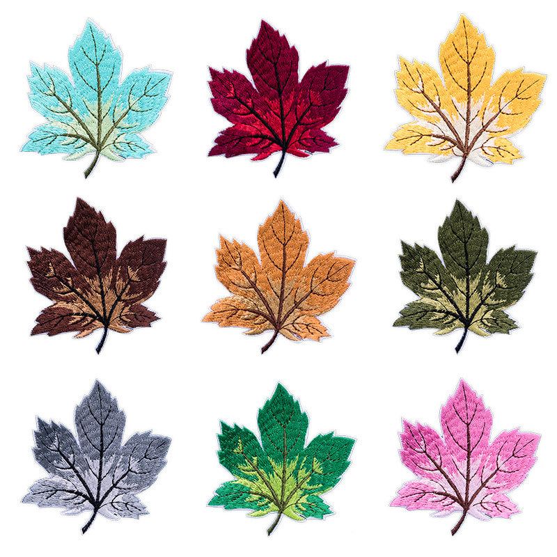 Maple Leaf Embroidered Patch – Cartoon Iron-On Badge for Kids' Clothes & Pants | Factory Direct Supply